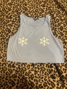 Dolls Kill Light Blue Snowflake Crop Tank